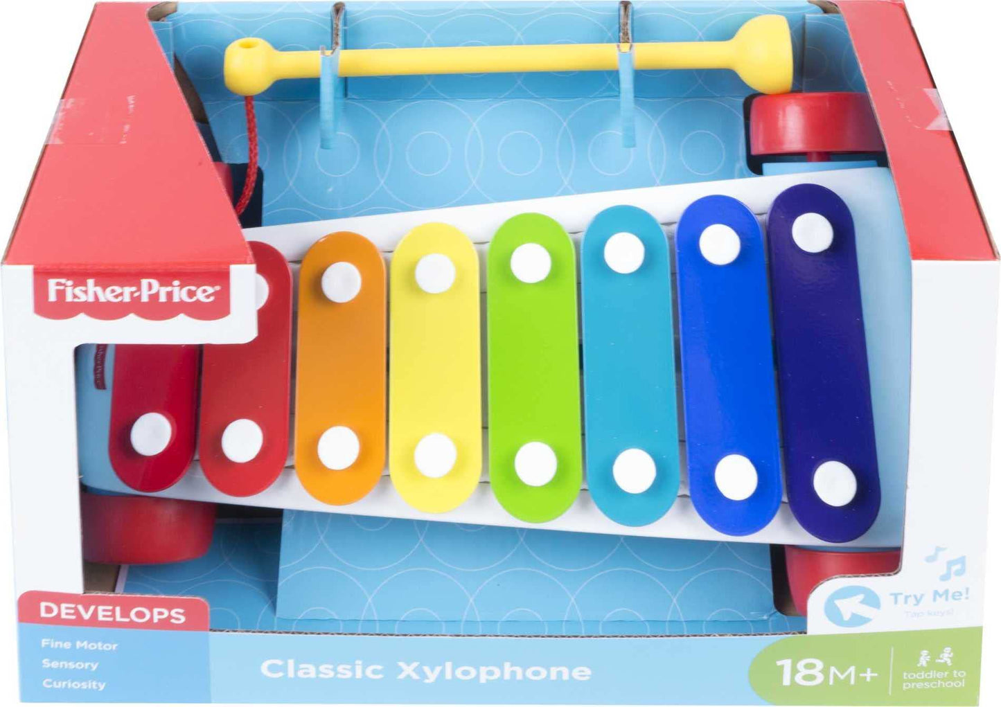 Fisher-Price Toddler Pull Toy, Classic Xylophone Pretend Musical Instrument with Mallet for