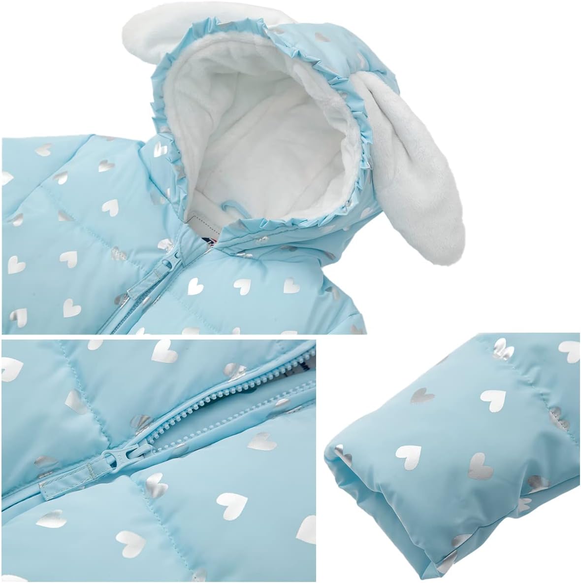 Rokka&Rolla Baby Girls' Water-Resistant Soft Mini Fur Lined Puffer Jacket Winter Coat for Newborn