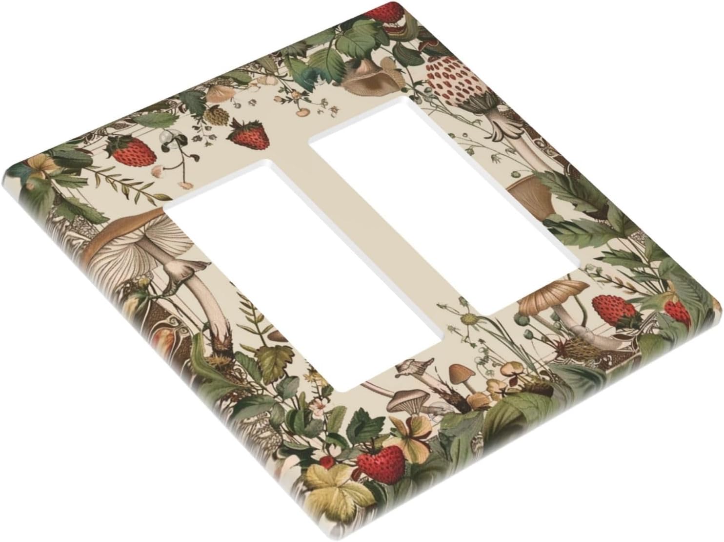 Decorative Outlet Covers Rustic Mushroom Garden Red Strawberry 2 Gang Wall Plate Double Rocker Two