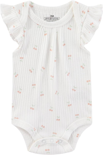 Baby Bodysuit 6 Pack Soft Mixed Ribbed Short Sleeve Romper Infant Boy Girl Clothes Set