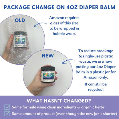 Motherlove Diaper Balm (4 oz) Organic Herbal Diaper Rash Cream—Cloth diaper Safe, Zinc Oxide- &