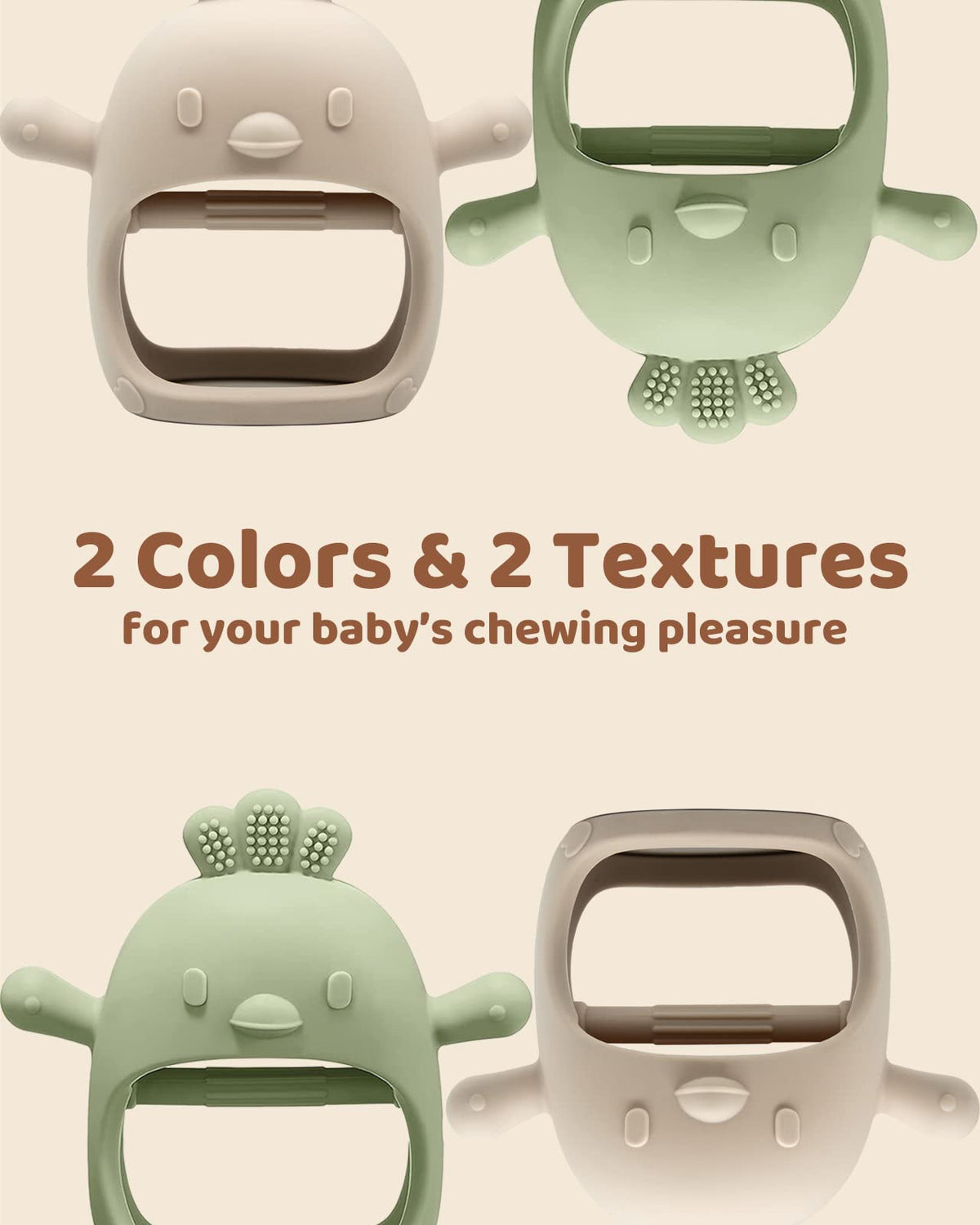 ChooKaChoo 2 Pack Baby Teething Toy Silicone Teething Mitten for Babies Over 3 Months Anti Dropping