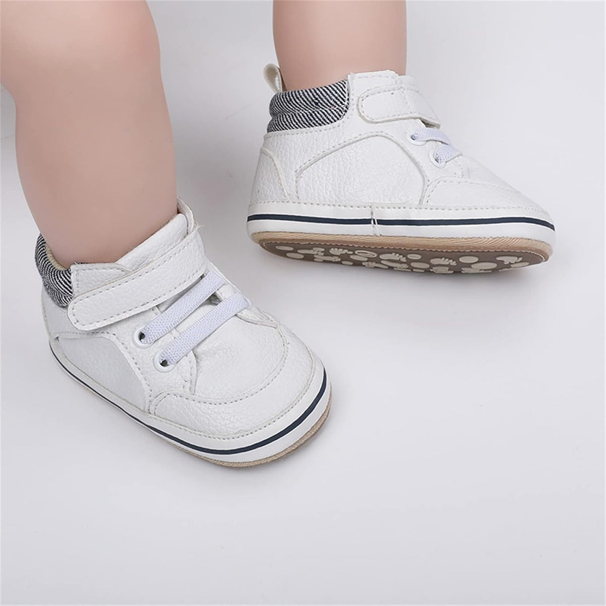 SOFMUO Baby Boys Girls High Top Ankle PU Leather Sneakers Soft Rubber Sole Infant Moccasins Newborn