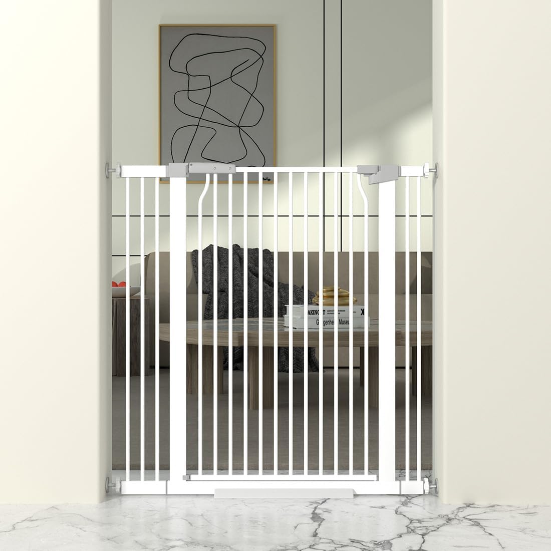 41" Extra Tall Baby Gate for Doorway, 32.6-40.5'' Metal Pet Baby Safe Gate, Extra Wide Pressure