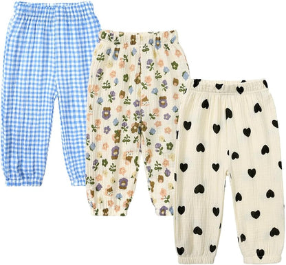 MYGBCPJS Baby Boys Girls Cotton Linen Trousers Kids Casual Ankle Pants Loose Long Bloomers