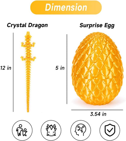 3D Printed Dragon Egg, Mystery Crystal Dragon Egg Fidget Toys Surprise, Easter Eggs Articulated