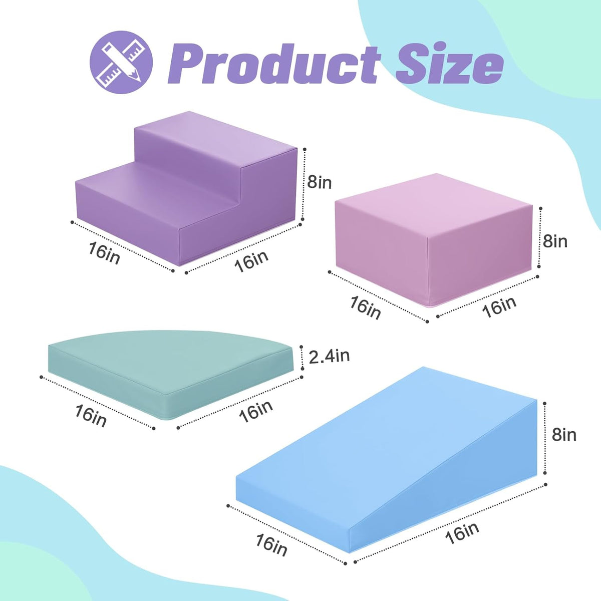 6-Piece Foam Climbing Blocks for Toddlers: Colorful Climbing Gym PU Leather Baby Foam Building