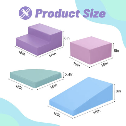 6-Piece Foam Climbing Blocks for Toddlers: Colorful Climbing Gym PU Leather Baby Foam Building