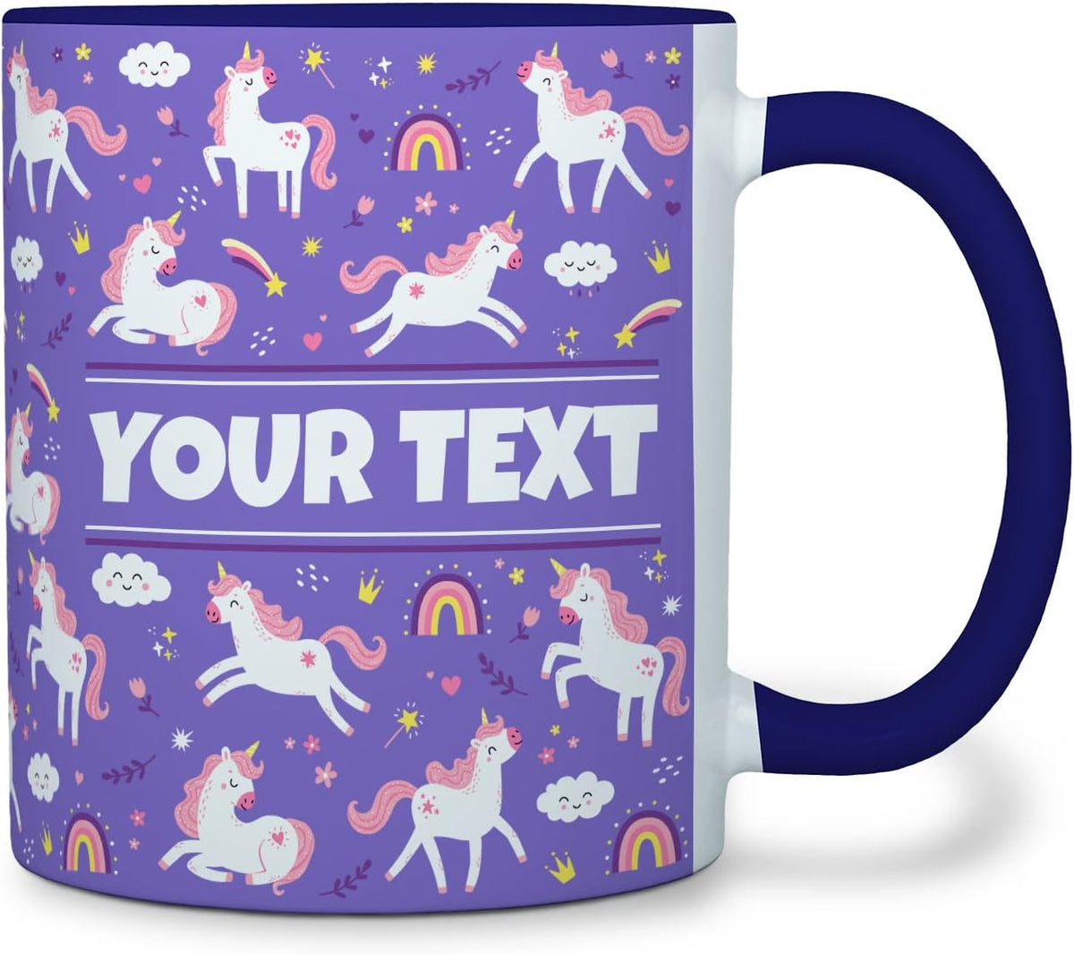 Personalized Mug for Kids - Purple Unicorn - Custom Name/Text, Ceramic Hot Chocolate/Cocoa/Coffee