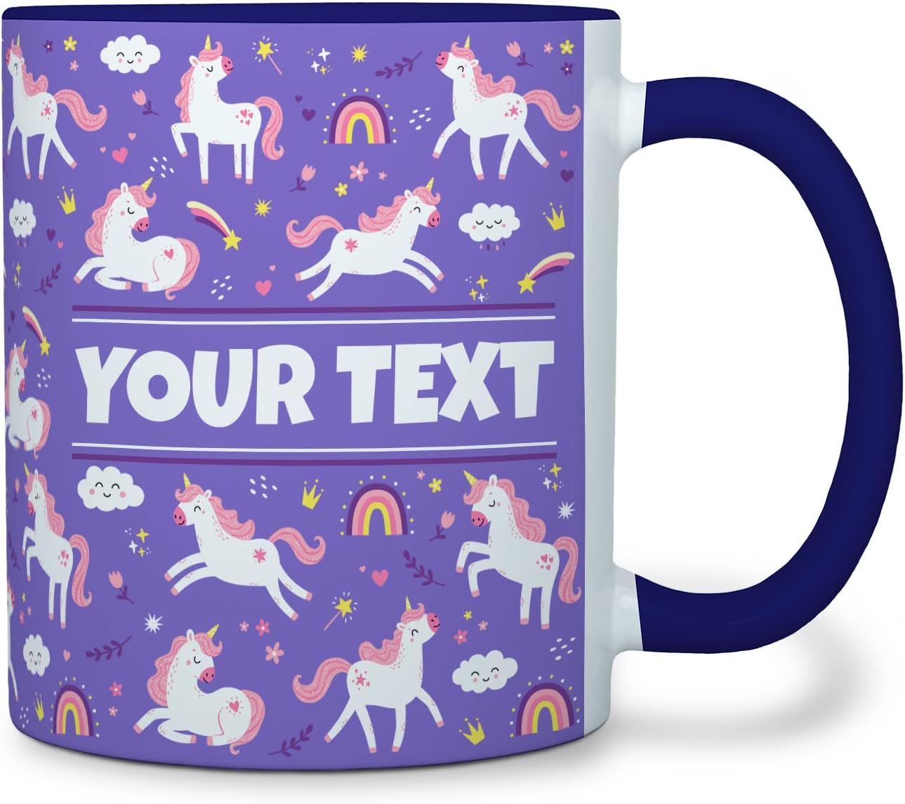 Personalized Mug for Kids - Purple Unicorn - Custom Name/Text, Ceramic Hot Chocolate/Cocoa/Coffee