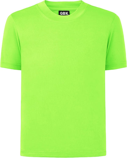 QBK 2T to Youth Neon Shirt Kids UPF 50+ Dry Fit Athletic Short Sleeve Rash Guard T Shirts for Boys