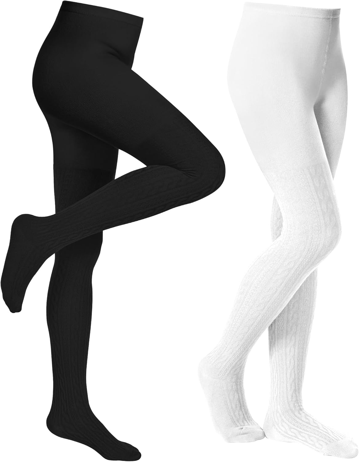 Baby Girls Tights Cable Knit Toddler Leggings Winter Solid Cotton Tights School Stockings 2 Pack