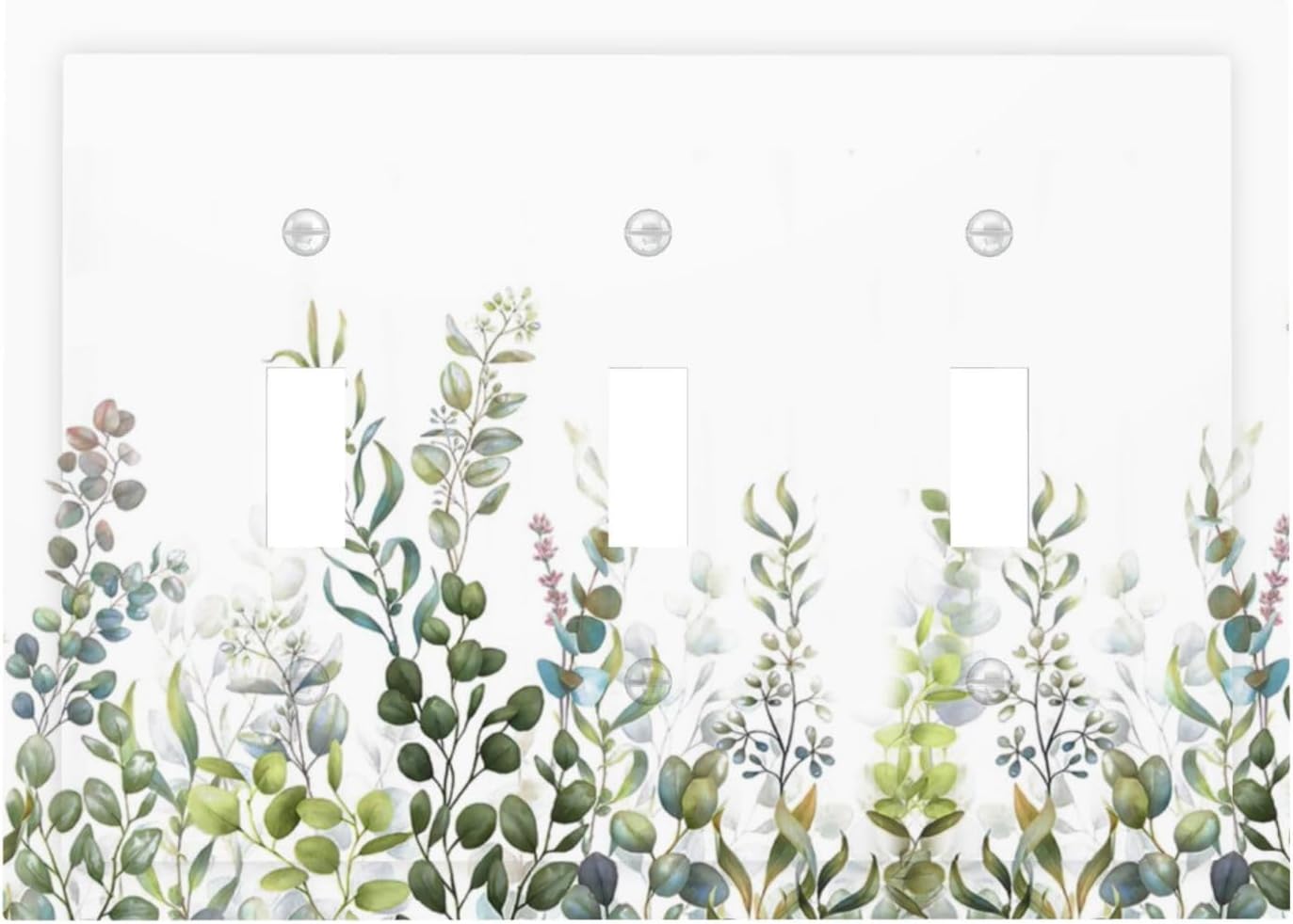 Green Eucalyptus Leaf Plant Herbs Springnature Decorative Switch Plates 3 Gang Wall Plate Triple