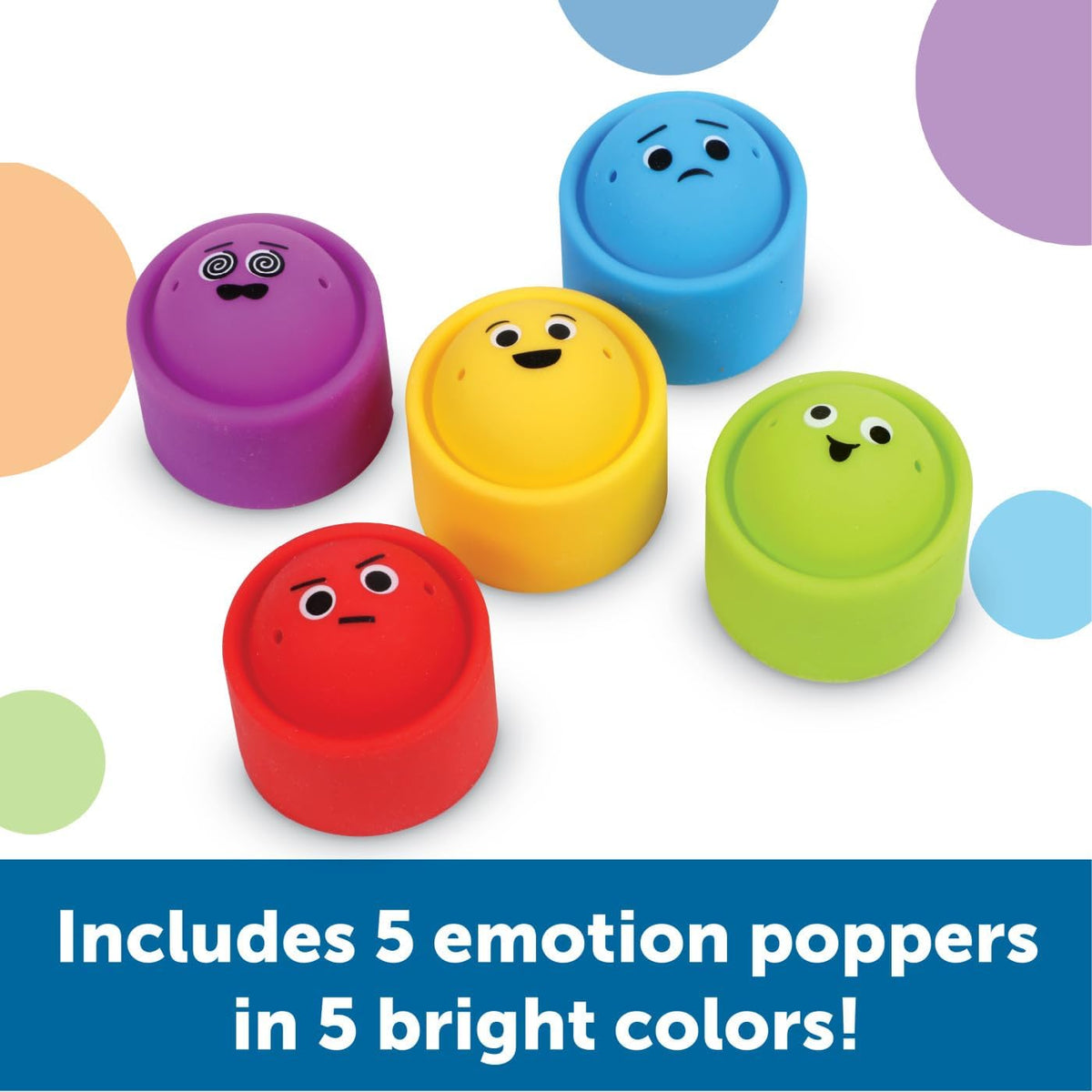 Learning Resources Rainbow Emotion Fidget Poppers, 5 Pieces, Ages 3+, Sensory Toys