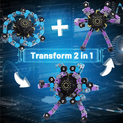 Transformable Fidget Spinners 15 PCS for Kids Adults Deformable Chain DIY Robot Spinners Stress