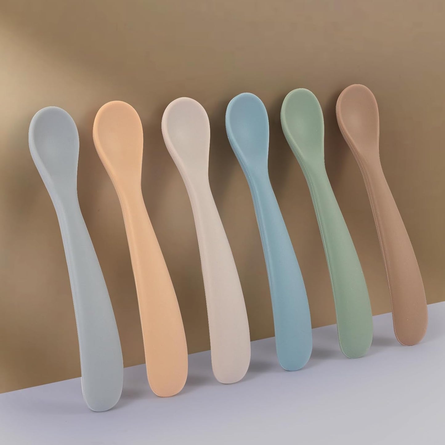 Baby Spoons, 6 Pack First Stage Silicone Feeding Spoons, Soft Tip Feeding Baby Utensils, Baby Led