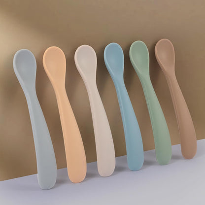 Baby Spoons, 6 Pack First Stage Silicone Feeding Spoons, Soft Tip Feeding Baby Utensils, Baby Led