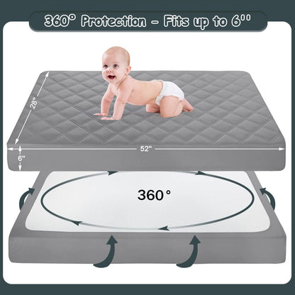 Yoofoss Waterproof Crib Mattress Protector 2 Pack, Quilted Crib Mattress Pad Cover Ultra Soft and