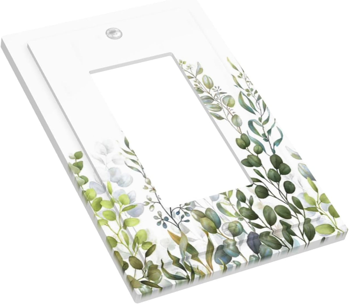 Green Eucalyptus Leaf Plant Herbs Springnature Decorative Outlet Covers 1 Gang Single Rocker Light