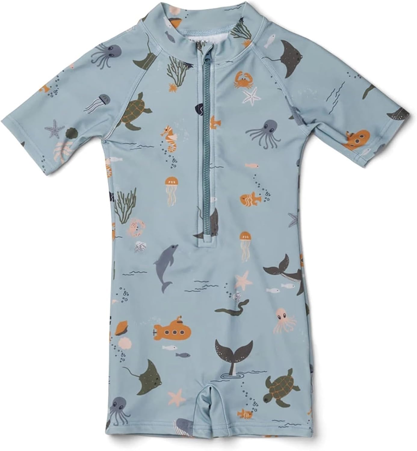 Boys One Piece Swimsuit Whale Dolphin Bathing Suit Zipper Rash Guard Kid Short Sleeve Swimwear