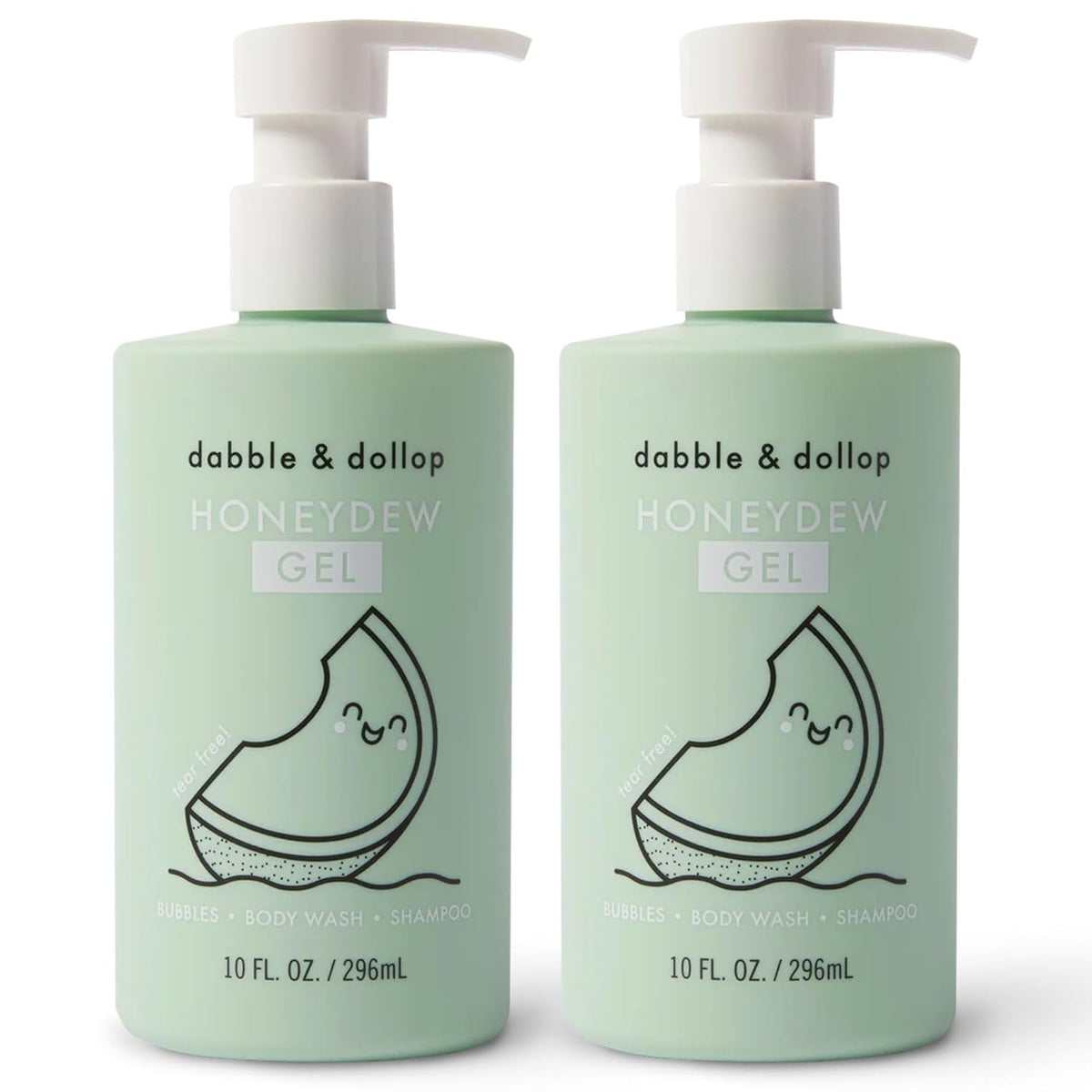 Dabble & Dollop Honeydew Melon Body Wash & Shampoo – 3-in-1 Natural Bubble Bath for Kids, Made in