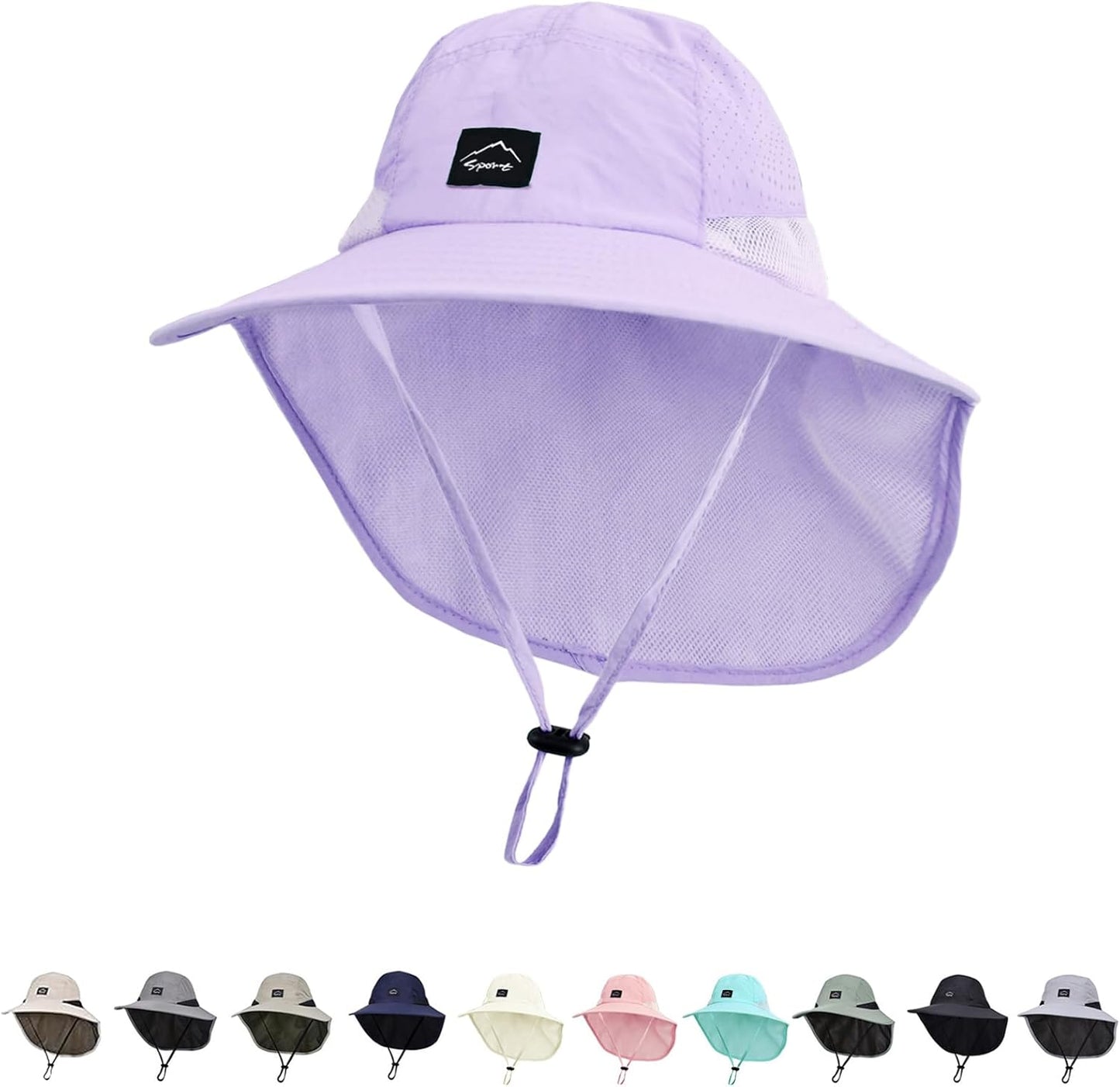 Outdoor Kids Sun Hat with Neck Flap UPF 50+ Quick Dry Beach Hats for Baby Boys Girls Age 2-12 Years