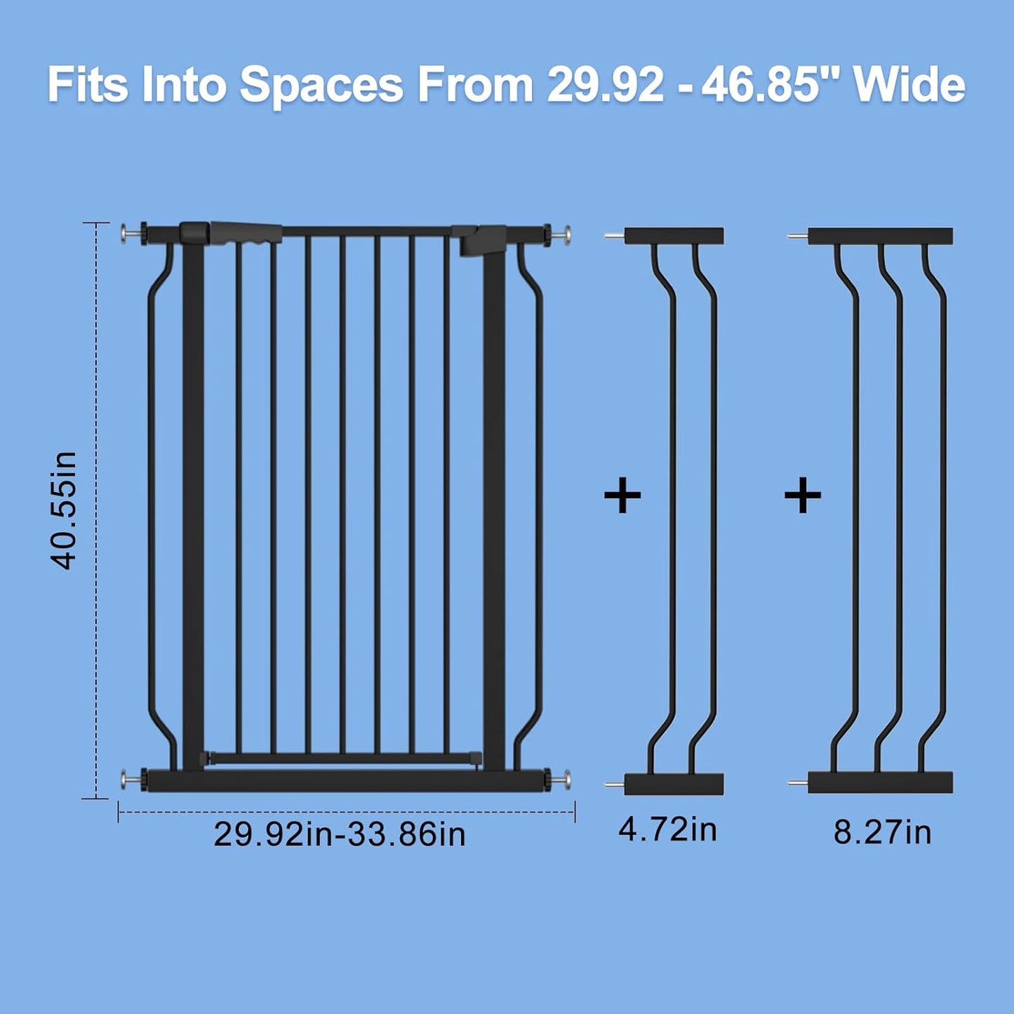 WAOWAO Extra Tall 40.55" Baby Gate 29.92-46.85" Wide Pressure Mounted Walk Through Swing Auto Close