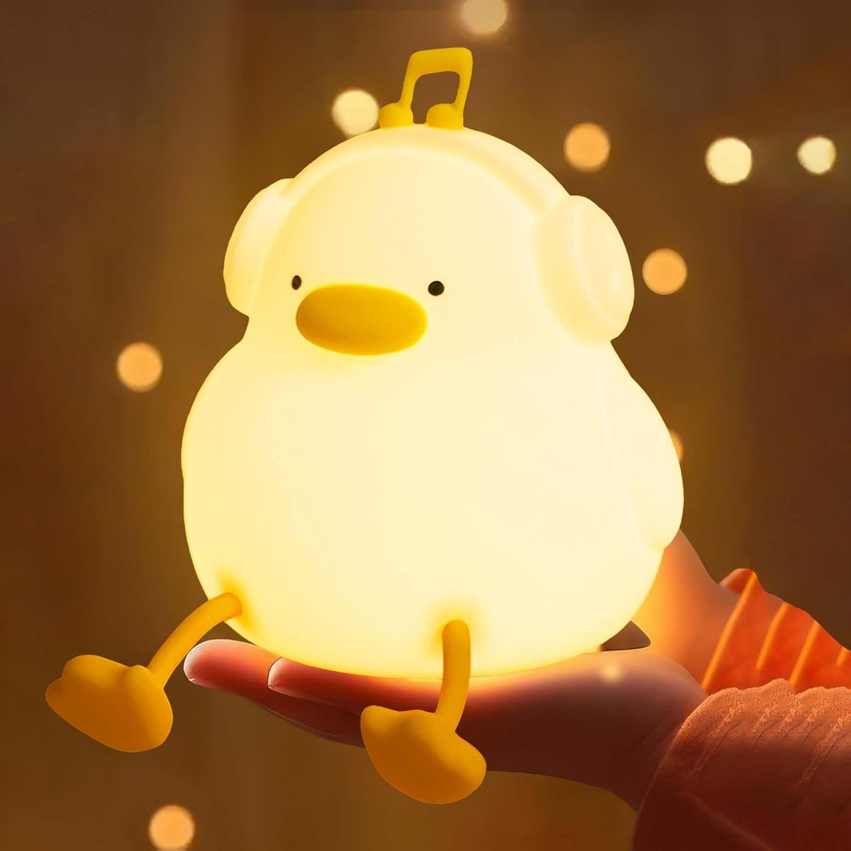 Duck Night Light, Squishy Silicone Nightlight for Baby Nursery with 30 Minutes Timer, Cute Duck