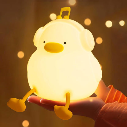 Duck Night Light, Squishy Silicone Nightlight for Baby Nursery with 30 Minutes Timer, Cute Duck