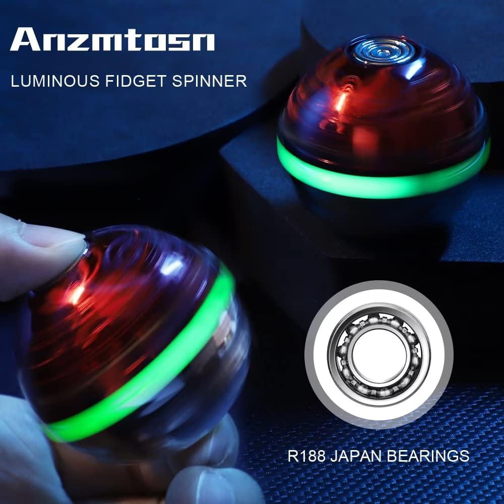 Cool Stress Ball Desk Toy Fidgets Spinner Toy Metal for Kids Adults, Luminous Finger Hand Spinner