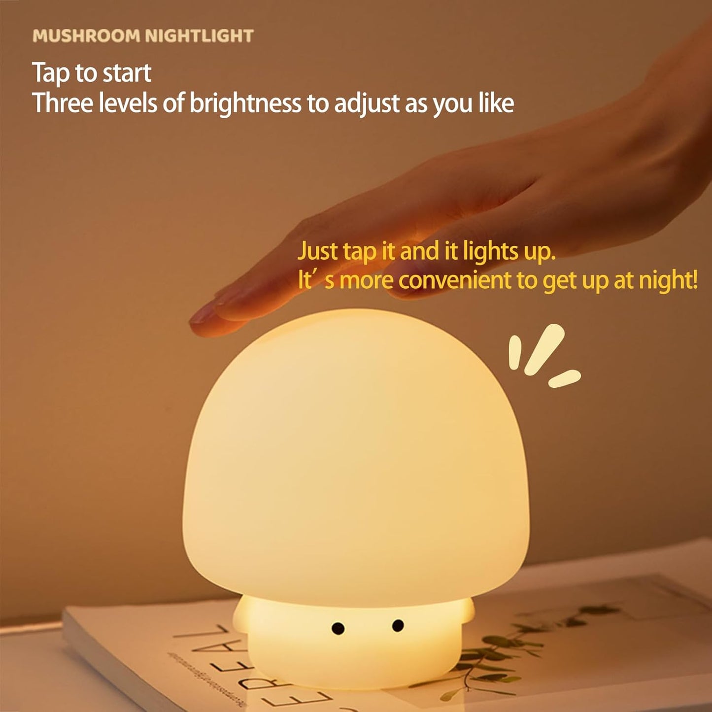 Cute Baby Night Light for Kids,Rechargeable Dimmable Silicone Nursery Toddler Mushroom