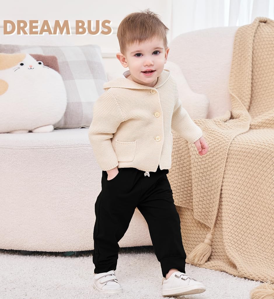 DREAM BUS Pack of 3 Toddler Jogger Pants with Pocket Toddler Boy Sweatpants Baby Boy Pants Infant