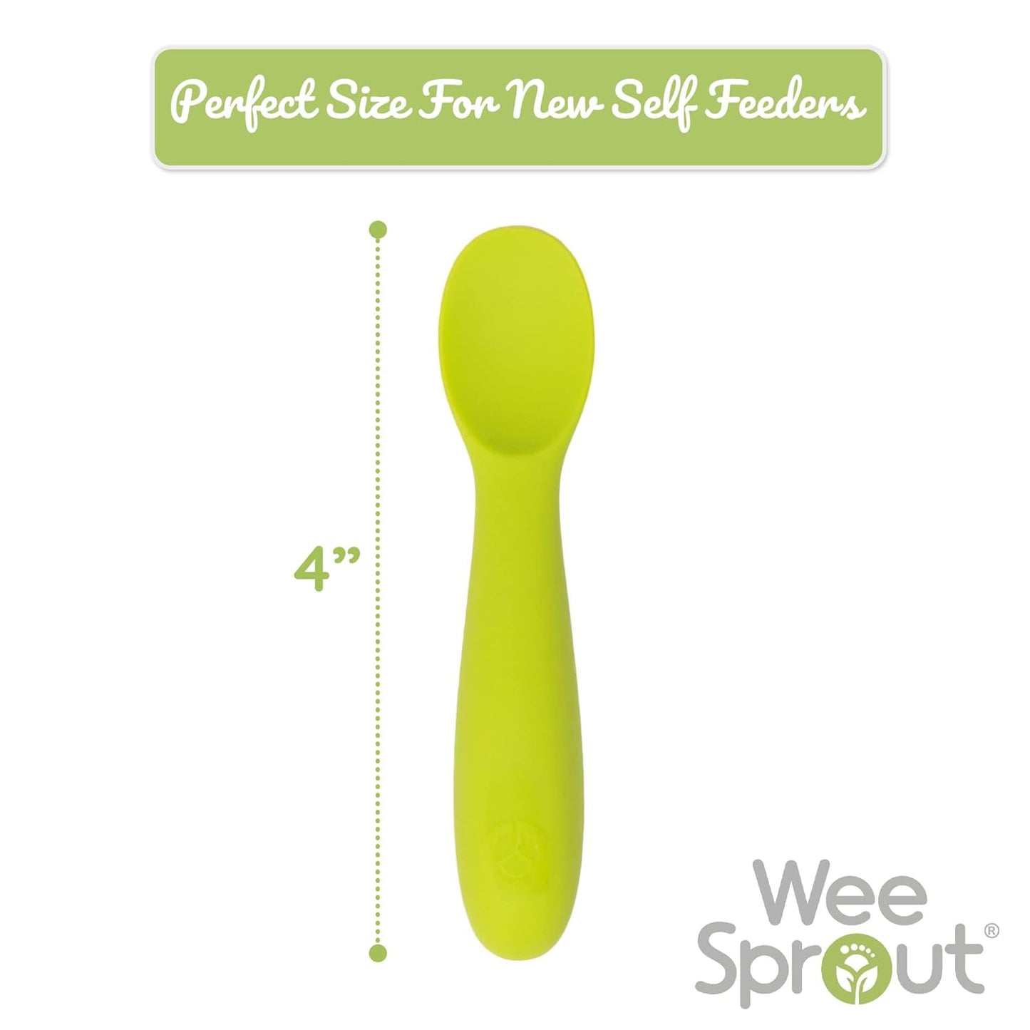 WeeSprout Baby Spoons for Self Feeding 6 Months +, Soft & Durable Silicone Utensils for Sensitive