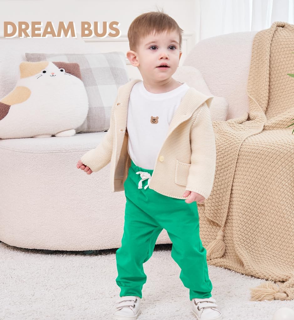 DREAM BUS Pack of 3 Toddler Jogger Pants with Pocket Toddler Boy Sweatpants Baby Boy Pants Infant