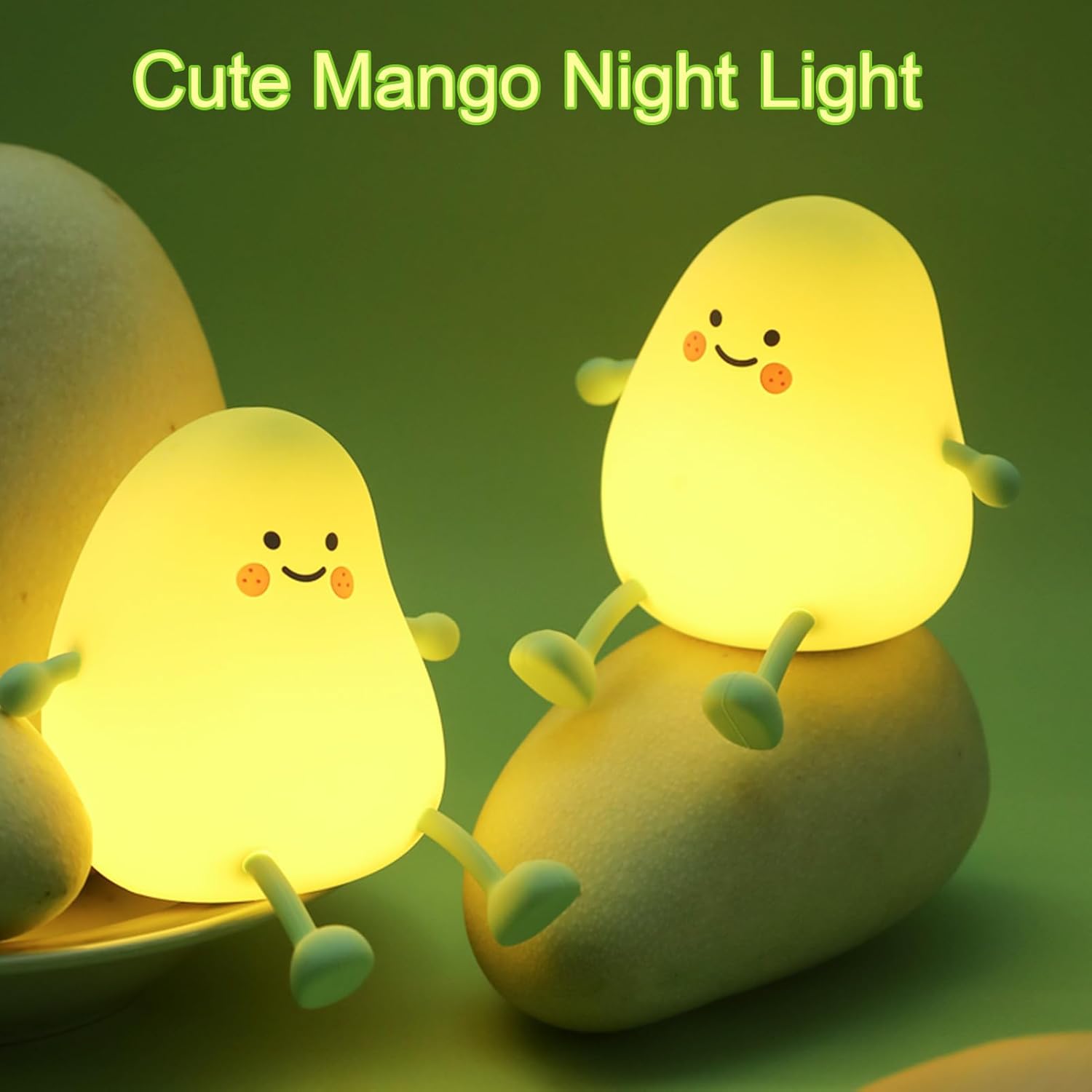 Cute Night Light for Kids, Mango Sleep Lamp Warm Light Bedroom Decor Kids Night Light, Silicone