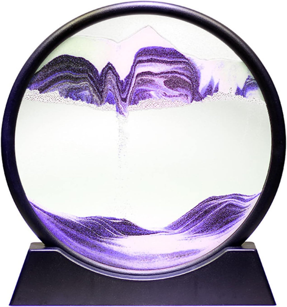 Moving Sand Art Picture in Motion Round Glass 3D Deep Sea Landscape, Calming Fidget Dynamic Sand