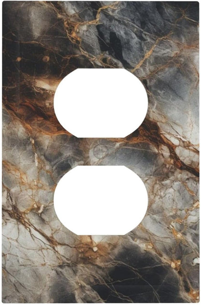 Brown Marble Granite Golden Lines Print Outlet Covers 1 Gang Duplex Light Switch Cover Decorative