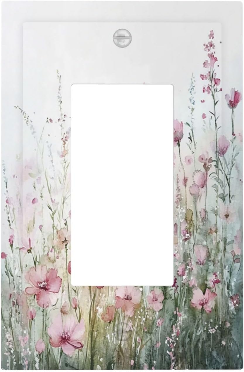 Decorative Outlet Covers Wildflower Botanical Watercolor Floral 1 Gang Single Rocker Light Switch