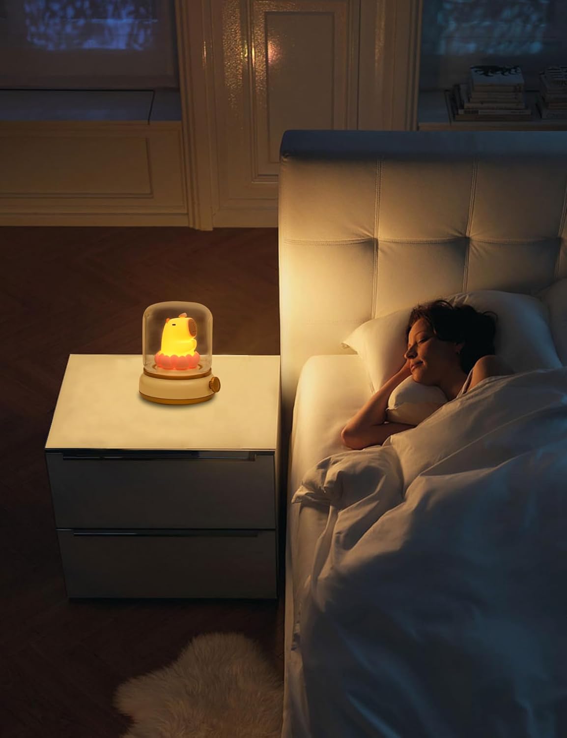 Lucky Capybara Night Light, Cute Lamp and Cozy Lighting,Rotate to Adjust Brightness,Rechargeable