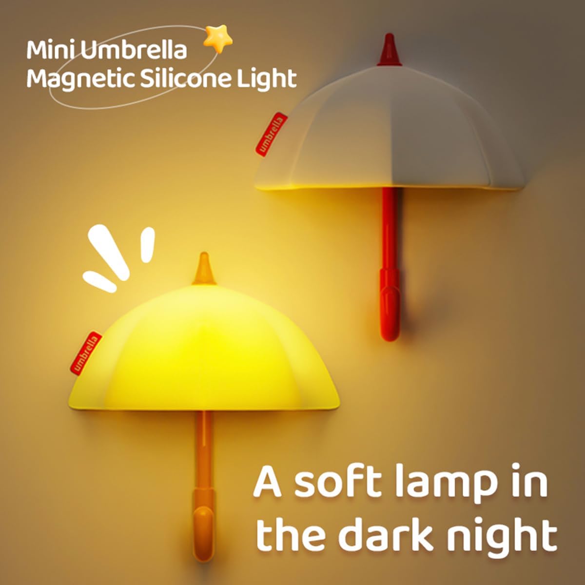Umbrella Night Light for Kids,Light-Up Magnetic Fridge Lamp, Rechargeable Silicone Lamp for Baby