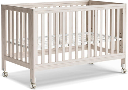 EvoNest Baby Crib, 11 in 1 Convertible Mini Crib with Wheels, 100% New Zealand Wood Growing Bed, 4