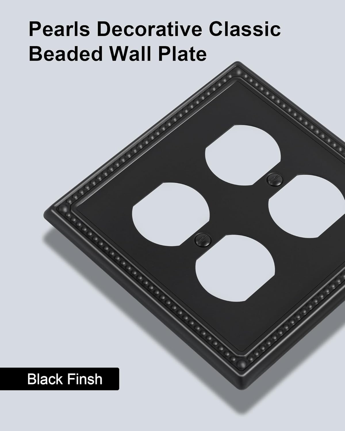 2-Pack Double Duplex Outlet Cover, Metal Switch Plates and Outlet Covers, Black Pearls Decorative