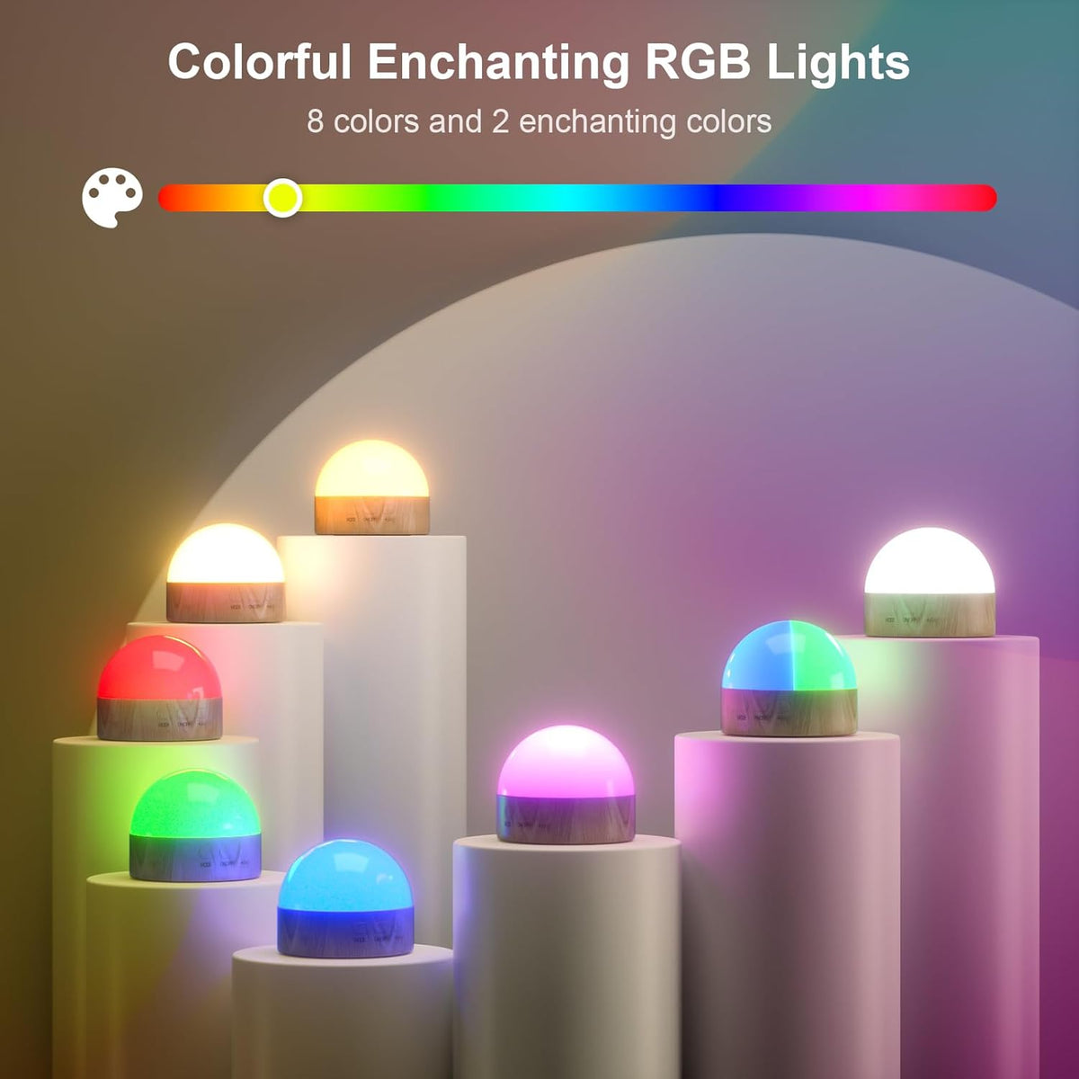 Kintion Night Light, Dimmable 8 Color Portable LED Night Light, 1800mAh Rechargeable Nursery Light
