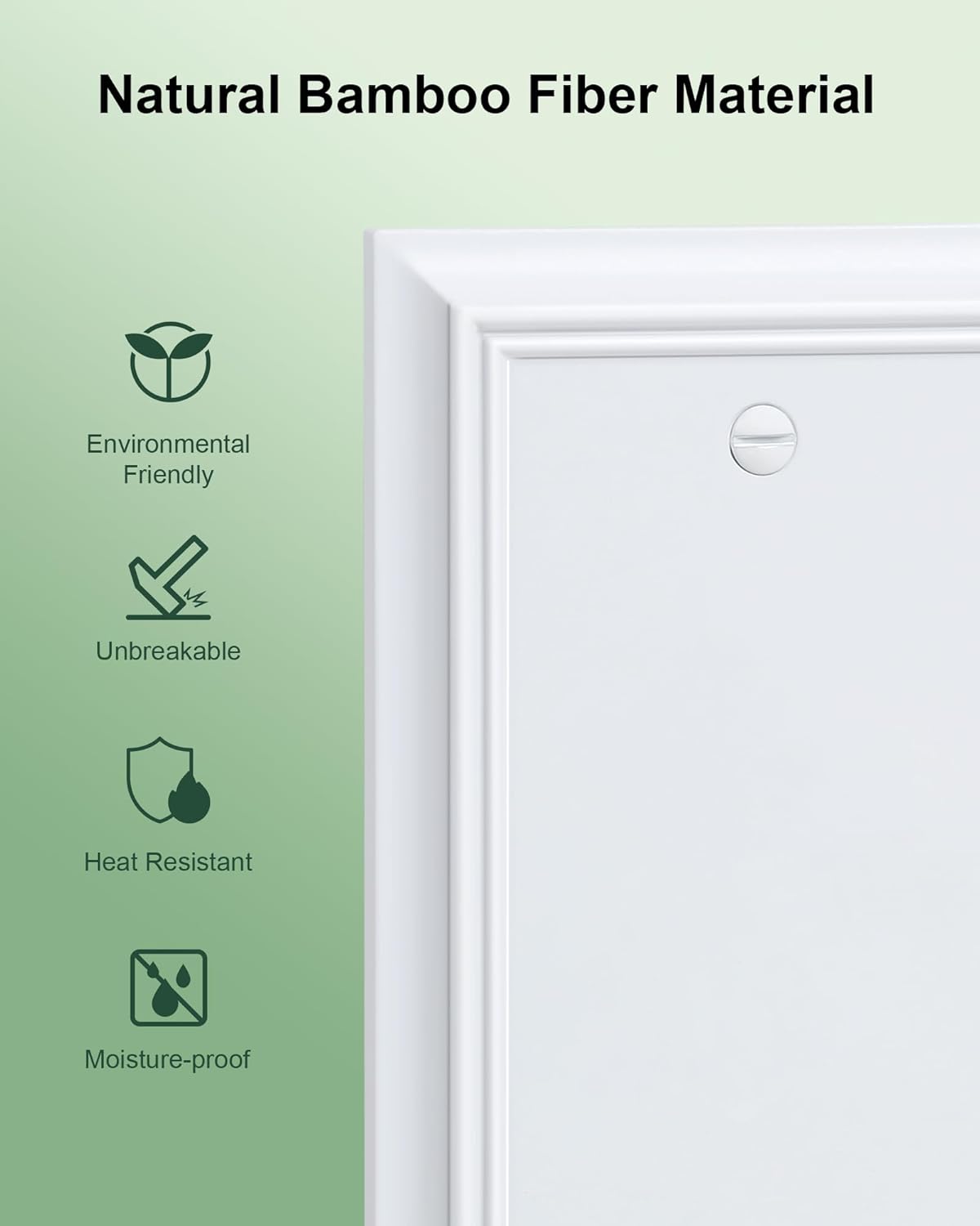 2-Pack Single Blank Wall Plate, Durable Natural Bamboo Fiber Wall Plate Cover,Pure White 1 Gang