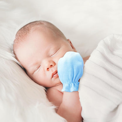 Newborn Baby Mittens No Scratch Cotton Elastic Wrist Gloves Infant Toddler Mittens for Baby Boy