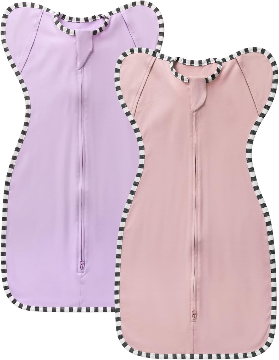 Transition Swaddle, 2 Pack 100% Cotton Baby Sleep Sack, 2-Way Zipper Infant Arm Up Swaddle for