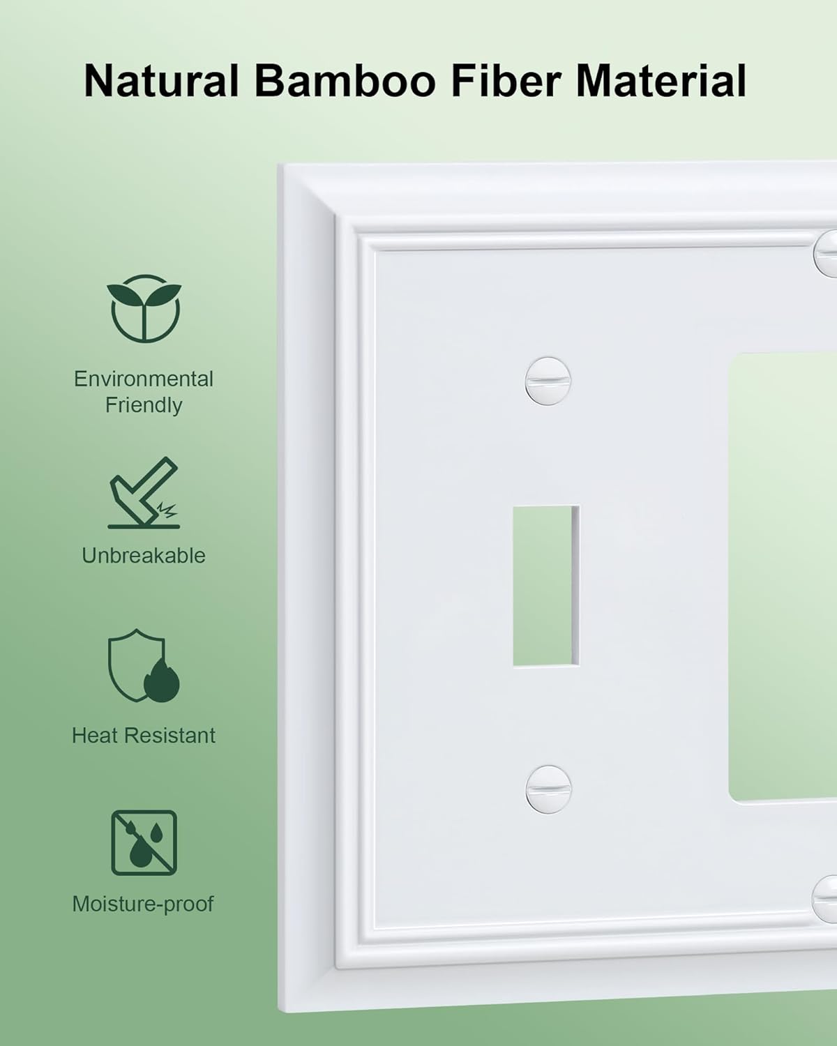 2-Pack Combo Toggle/Decorator Light Switch Cover Plate, Pure White Decorative Electrical Outlet