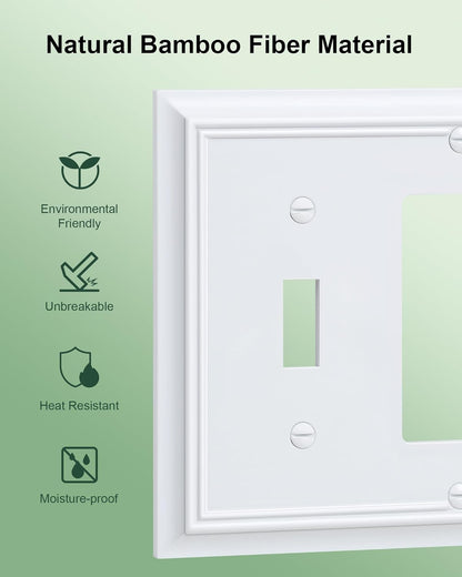 2-Pack Combo Toggle/Decorator Light Switch Cover Plate, Pure White Decorative Electrical Outlet
