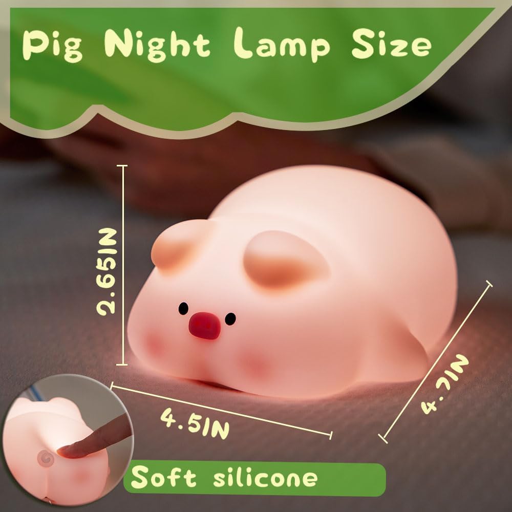 Cute Pig Lamp, Fun Lying Flat Pig Night Light, LED Squishy Animal Novelty Lamp, Light up Duck for