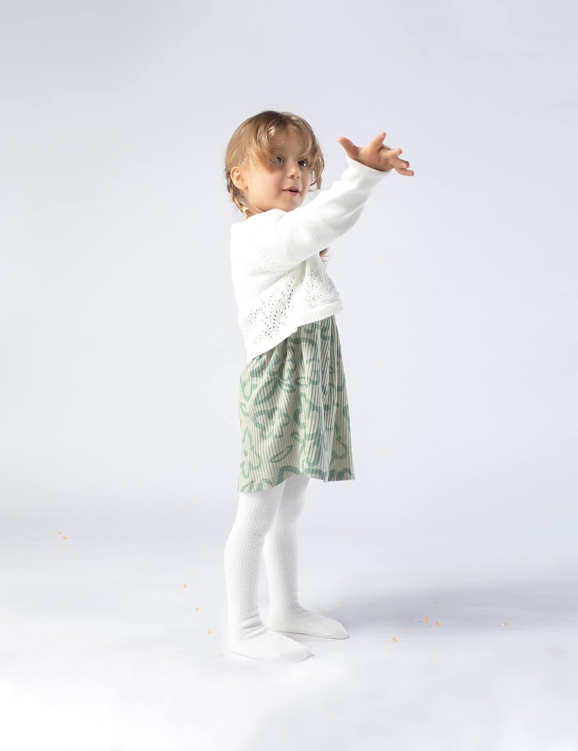 Petrass Baby Girls Cable Knitted Tights Infant Full-Footed Seamless Cotton Tights New-born Girls